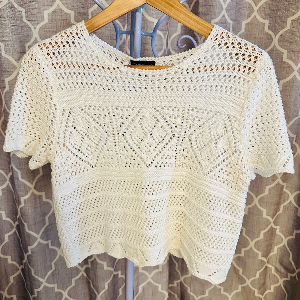 Topshop White Crochet Crop Top